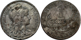 Europäische Münzen und Medaillen, Frankreich / France. Dritte Republik (1870-1940). 1 Centime 1916. Bronze. KM 840. Fast Stempelglanz