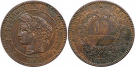 Europäische Münzen und Medaillen, Frankreich / France. Dritte Republik (1870-1940). 10 Centimes 1871 A. Bronze. KM 815.1. Fast Stempelglanz