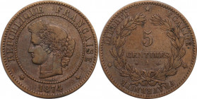 Europäische Münzen und Medaillen, Frankreich / France. Dritte Republik. 5 Centimes 1874 A, Sehr schön