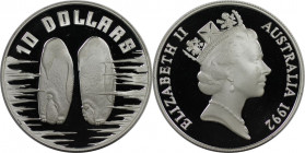 Weltmünzen und Medaillen, Australien / Australia. Kaiserpinguin. 10 Dollars 1992. 20,0 g. 0.925 Silber. 0.59 OZ. KM 199. Polierte Platte