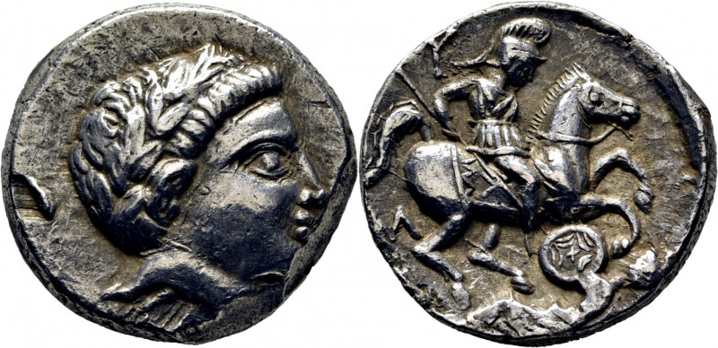 PAEONIA-PATRAOS. Tetradracma fenicio de peso reducido. 340-315 a.C. Cabeza de Ap...
