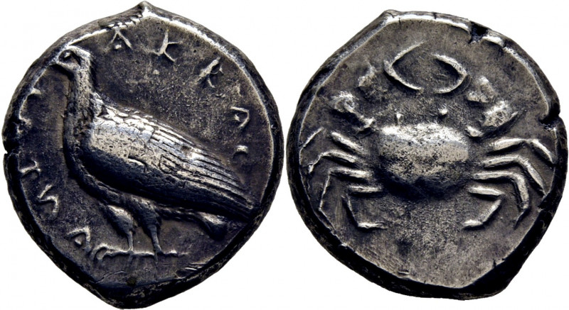 SICILIA-AKRAGAS. Tiranías de Falaris y Therón. Didracma eubeo-ático. 550-472 a.C...