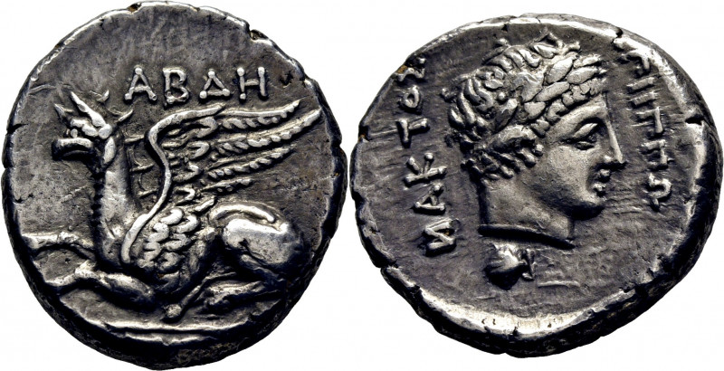 TRACIA SUR-ABDERA. Estátera pérsica. 360-347 a.C. Grifón tumbado a izquierda, en...