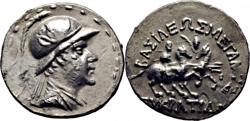 BACTRIA. Eukratides I Megalos. Pushkalavati. Tetradracma ático. 180-160 a.C. Euc...