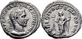 Macrino. Denario. Acuñación centrada. Buen retrato