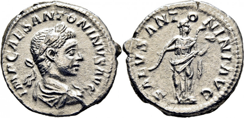 ROMA IMPERIO. Heliogábalo. Denario. Busto laureado revestido a derecha. Salud es...