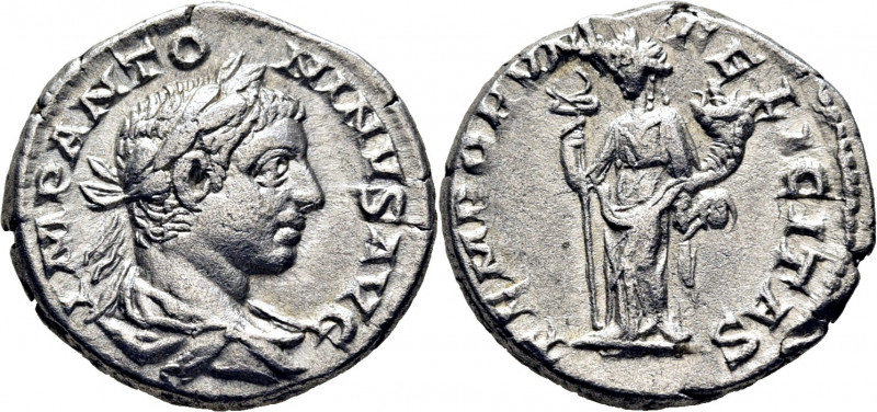 ROMA IMPERIO. Heliogábalo. Denario. 219-220. Busto laureado revestido a derecha....
