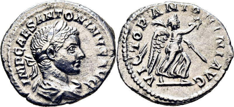 ROMA IMPERIO. Heliogábalo. Denario. 219. Busto laureado revestido a derecha. Vic...