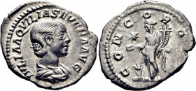 Aquilia Severa. Denario. Tono. Acuñación centrada. Buen retrato. Atractiva. Escasa