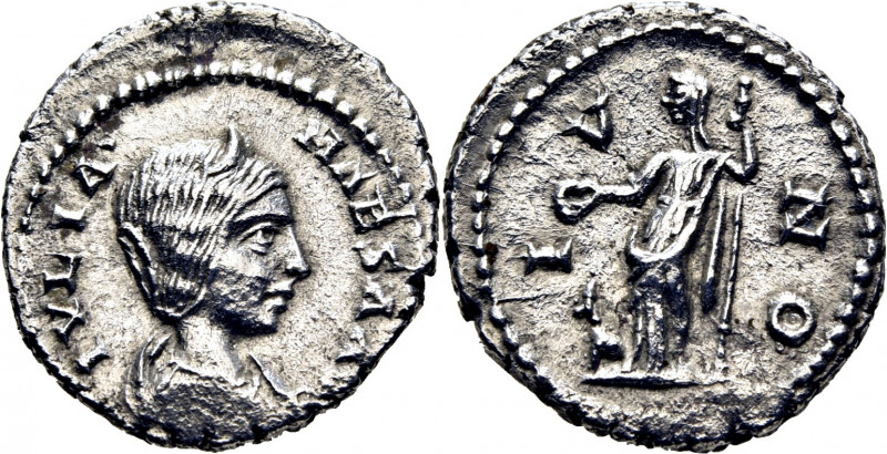 ROMA IMPERIO. Julia Maesa. Denario. 218-222. Busto diademado revestido a derecha...