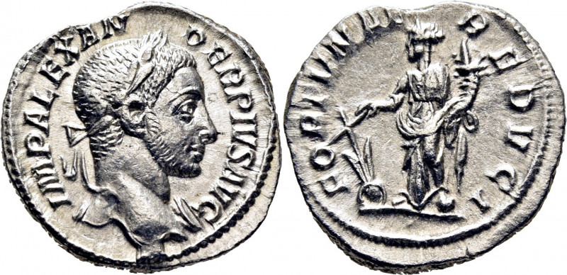 ROMA IMPERIO. Alejandro Severo. Denario. 231-235. Busto laureado con ínfulas a d...