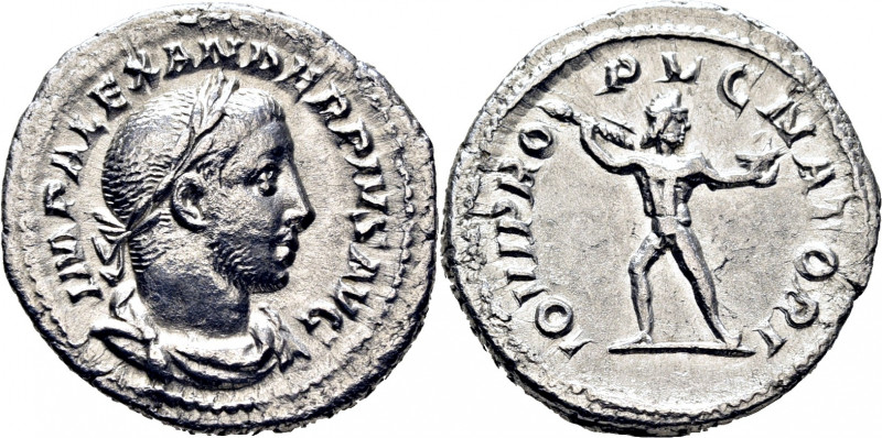 ROMA IMPERIO. Alejandro Severo. Denario. 231-235. Busto laureado revestido a der...