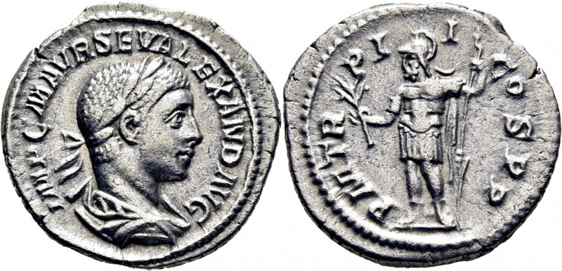 ROMA IMPERIO. Alejandro Severo. Denario. 223. Busto laureado revestido a derecha...