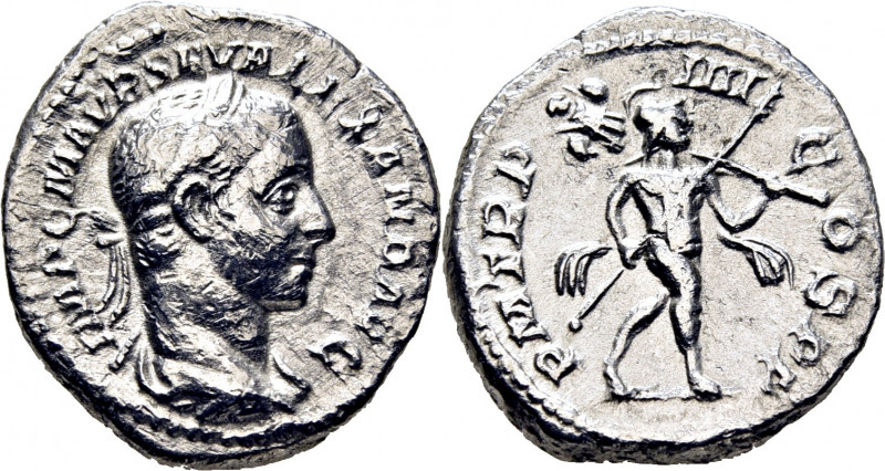 ROMA IMPERIO. Alejandro Severo. Denario. 225. Busto laureado revestido a derecha...