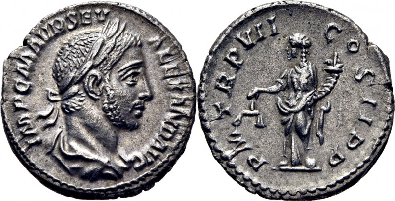 ROMA IMPERIO. Alejandro Severo. Denario. 222-228. Busto laureado revestido a der...
