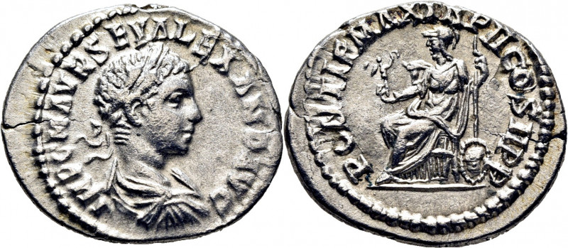 ROMA IMPERIO. Alejandro Severo. Denario. 233-235. Busto laureado con ínfulas a d...