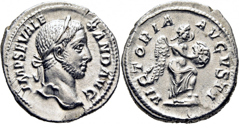 ROMA IMPERIO. Alejandro Severo. Denario. 228-231. Busto laureado con ínfulas a d...