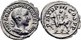 Gordiano III. Denario. SC-. Muy buen ejemplar. Muy atractiva