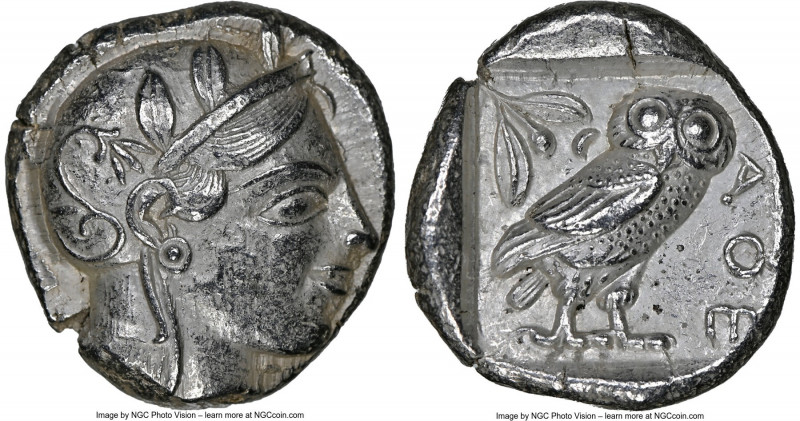 ATTICA. Athens. Ca. 455-440 BC. AR tetradrachm (24mm, 17.17 gm, 6h). NGC Choice ...