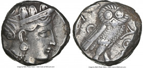 ATTICA. Athens. Ca. 393-294 BC. AR tetradrachm (21mm, 17.12 gm, 8h). NGC VF 4/5 - 3/5. Late mass coinage issue. Head of Athena with eye in true profil...