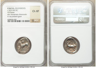 CILICIA. Celenderis. Ca. 425-350 BC. AR stater (22mm, 12h). NGC Choice XF. Youthful nude male rider, reins in right hand, kentron in left, dismounting...