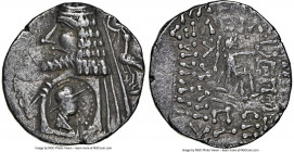 SAKASTAN (Sakarauks). Subarsacid Vassals. Imitating Indo-Parthian Kingdom. Phraates IV (ca. 38-2 BC). AR drachm (18mm, 3.21 gm, 12h). NGC XF 4/5 - 3/5...