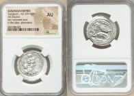 SASANIAN KINGDOM. Yazdgard (Yazdgird) I (AD 399-420). AR drachm (27mm, 4h). NGC AU. Bust of Yazdgard I right, wearing mural crown ornamented with fron...