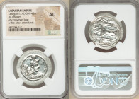 SASANIAN KINGDOM. Yazdgard (Yazdgird) I (AD 399-420). AR drachm (31mm, 3h). NGC AU. Bust of Yazdgard I right, wearing mural crown ornamented with fron...