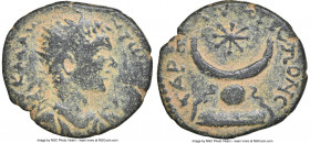 MESOPOTAMIA. Carrhae. Elagabalus (AD 218-222). AE (19mm, 2.92 gm, 7h). NGC Choice Fine 4/5 - 4/5. AV K M ANTΩNEINOC, radiate, draped, and cuirassed bu...