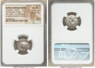 T. Carisius (ca. 46 BC). AR denarius (17mm, 3.66 gm, 5h). NGC Choice XF 4/5 - 4/5. Rome. ROMA, head of Roma right, wearing pendant earring, necklace a...