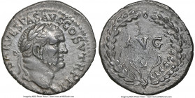 Vespasian (69-79 AD). AR denarius (17mm, 3.06 gm, 6h). NGC Choice XF 4/5 - 3/5, Fine Style. Ephesus, AD 74. IMP CAESAR VESPAS AVG COS V TR P P P, laur...