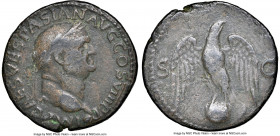 Vespasian (AD 69-79). AE as (27mm, 7h). NGC Choice Fine. Lugdunum, AD 77-78. IMP CAES VESPASIAN AVG COS VIII P P, laureate head of Vespasian right, gl...