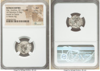 Marcus Aurelius, as Caesar (AD 161-180). AR denarius (18mm, 3.54 gm, 7h). NGC AU 5/5 - 5/5. Rome, AD 145-147. AVRELIVS CAE-SAR AVG PII F, bare head of...