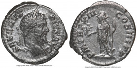 Septimius Severus (AD 193-211). AR denarius (19mm, 3.26 gm, 1h). NGC XF. Rome, AD 205. SEVERVS-PIVS AVG, laureate head of Septimius Severus right / P ...