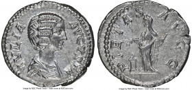 Julia Domna (AD 193-217). AR denarius (18mm, 3.25 gm, 5h). NGC Choice XF 5/5 - 4/5. Rome, AD 196-211. IVLIA-AVGVSTA, draped bust of Julia Domna right,...