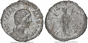 Julia Mamaea (AD 222-235). AR denarius (19mm, 3.98 gm, 11h). NGC Choice AU 4/5 - 3/5. Rome. IVLIA MA-MAEA AVG, draped bust of Julia Mamaea right, seen...