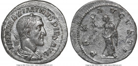 Maximinus I (AD 235-238). AR denarius (19mm, 3.09 gm, 12h). NGC AU. Rome, March AD 235-January AD 236. IMP MAXIMINVS PIVS AVG, laureate, draped and cu...
