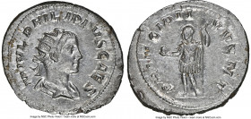 Philip II, as Caesar (AD 247-249). AR antoninianus (24mm, 4.39 gm, 1h). NGC MS 5/5 - 3/5. Rome. M IVL PHILIPPVS CAES, radiate, draped bust of Philip I...