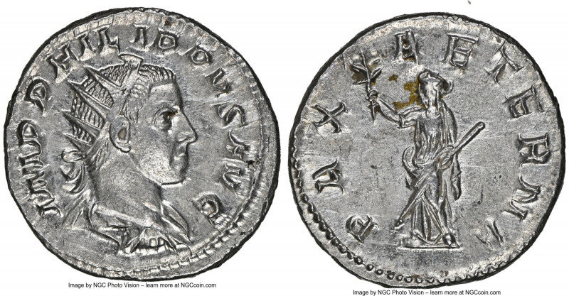 Philip II, as Augustus (AD 247-249). AR antoninianus (21mm, 4.43 gm, 12h). NGC C...