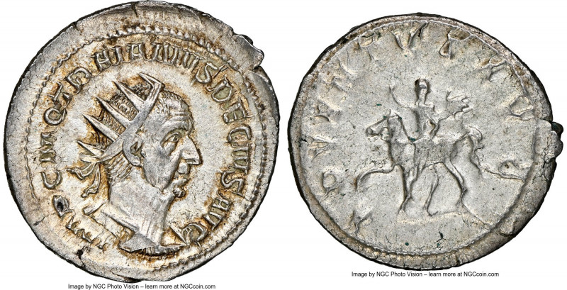 Trajan Decius (AD 249-251). AR antoninianus (24mm, 3.89 gm, 7h). NGC Choice AU 3...