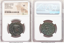 Hostilian, as Caesar (AD 250-251). AE sestertius (29mm, 11h). NGC VF, scratches. Rome, AD 251. C VALENS HOSTIL MES QVINTVS N C, bare headed, draped bu...