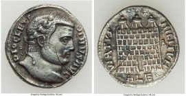 Diocletian (AD 284-305). AR argenteus (18mm, 3.10 gm, 11h). Choice VF, crack. Alexandria, 1st officina, AD 295-296. DIOCLETI-ANVS AVG, laureate head o...