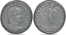 Galerius (AD 305-311). AE follis or BI nummus (25mm, 11h). NGC Choice VF, smoothing. Heraclea, 1st officina, December AD 308-May AD 310. IMP C GAL VAL...