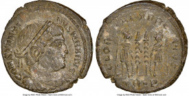 Constantine I the Great (AD 307-337). AE3 or BI nummus (17mm, 11h). NGC MS. Trier, 1st officina, AD 322-323. CONSTANTI-NVS MAX AVG, laureate, draped a...