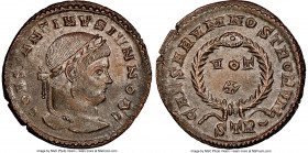 Constantine II, as Caesar (AD 337-340). AE3 or BI nummus (19mm, 6h). NGC MS. Trier, 2nd officina, AD 323-324. CONSTANTINVS IVN NOB C, laureate head of...