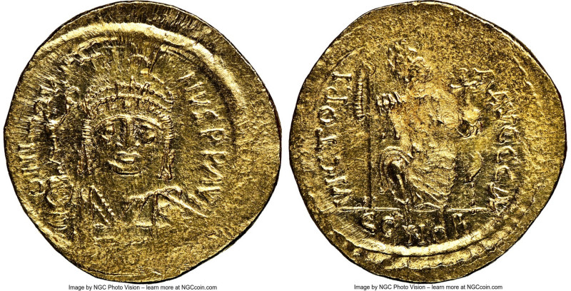 Justin II (AD 565-578). AV solidus (21mm, 4.45 gm, 6h). NGC MS 3/5 - 2/5. Consta...