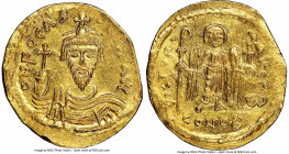 Phocas (AD 602-610). AV solidus (21mm, 4.36 gm, 7h). NGC MS 4/5 - 2/5, edge bend, clipped. Constantinople, 6th officina, AD 607-609. o N FOCAS-PЄRP AV...