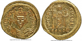 Phocas (AD 602-610). AV solidus (20mm, 4.44 gm, 7h). NGC MS 5/5 - 4/5, clipped. Constantinople, 10th officina, AD 607-609. d N FOCAS-PЄRP AVG, crowned...