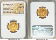 Phocas (AD 602-610). AV solidus (21mm, 4.38 gm, 7h). NGC MS 5/5 - 4/5, clipped. Constantinople, 7th officina, AD 607-609. d N N FOCAS-PЄRP AVG, crowne...