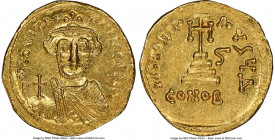 Constans II Pogonatus (AD 641-668). AV solidus (20mm, 4.43 gm, 6h). NGC MS 5/5 - 4/5, clipped. Constantinople, 1st officina, AD 647-648. d N CONStAN-t...